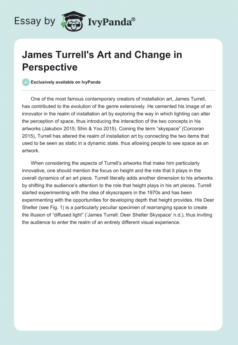 James Turrell's Art and Change in Perspective. Page 1