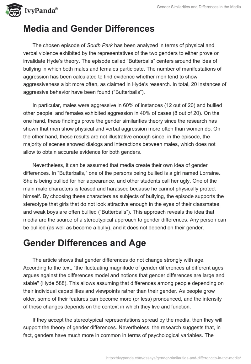 Gender Similarities and Differences in the Media. Page 2