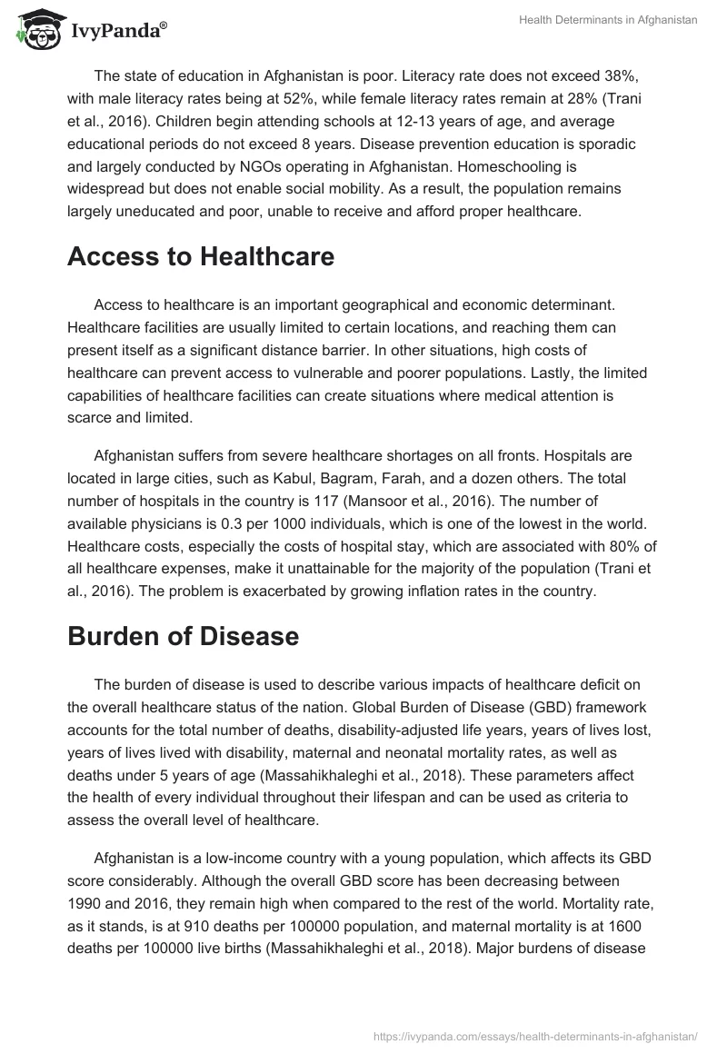 Health Determinants in Afghanistan. Page 4
