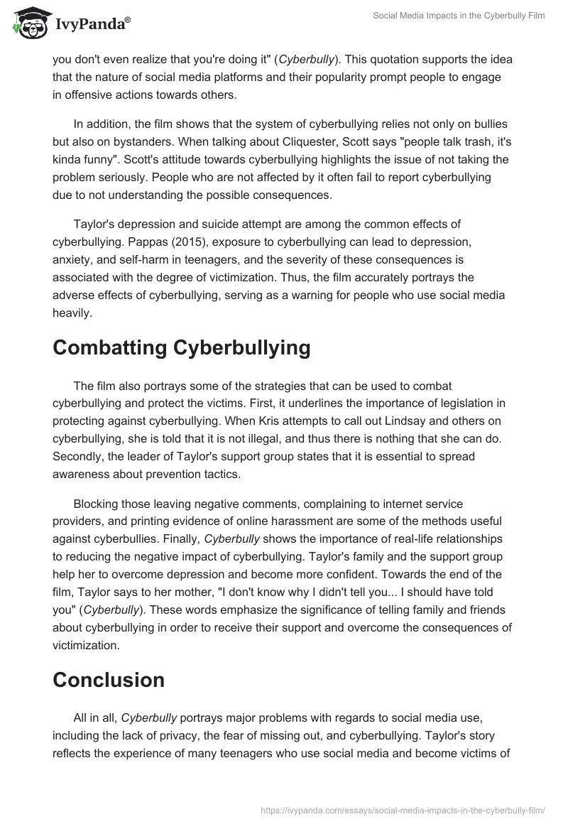 Social Media Impacts in the "Cyberbully" Film. Page 3