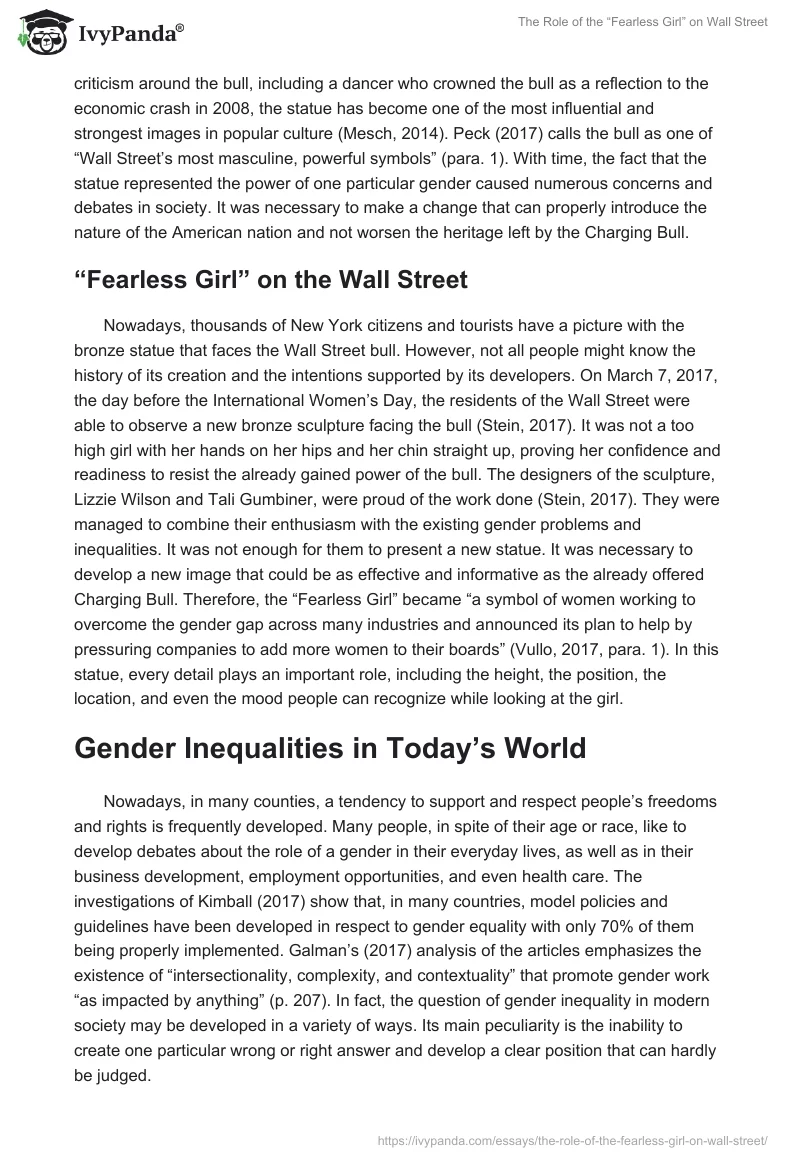 The Role of the “Fearless Girl” on Wall Street. Page 2