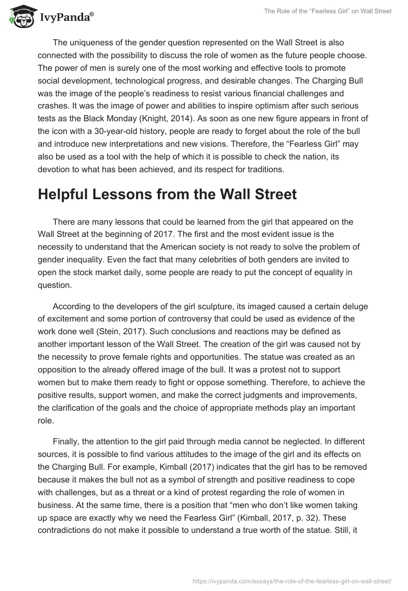 The Role of the “Fearless Girl” on Wall Street. Page 4
