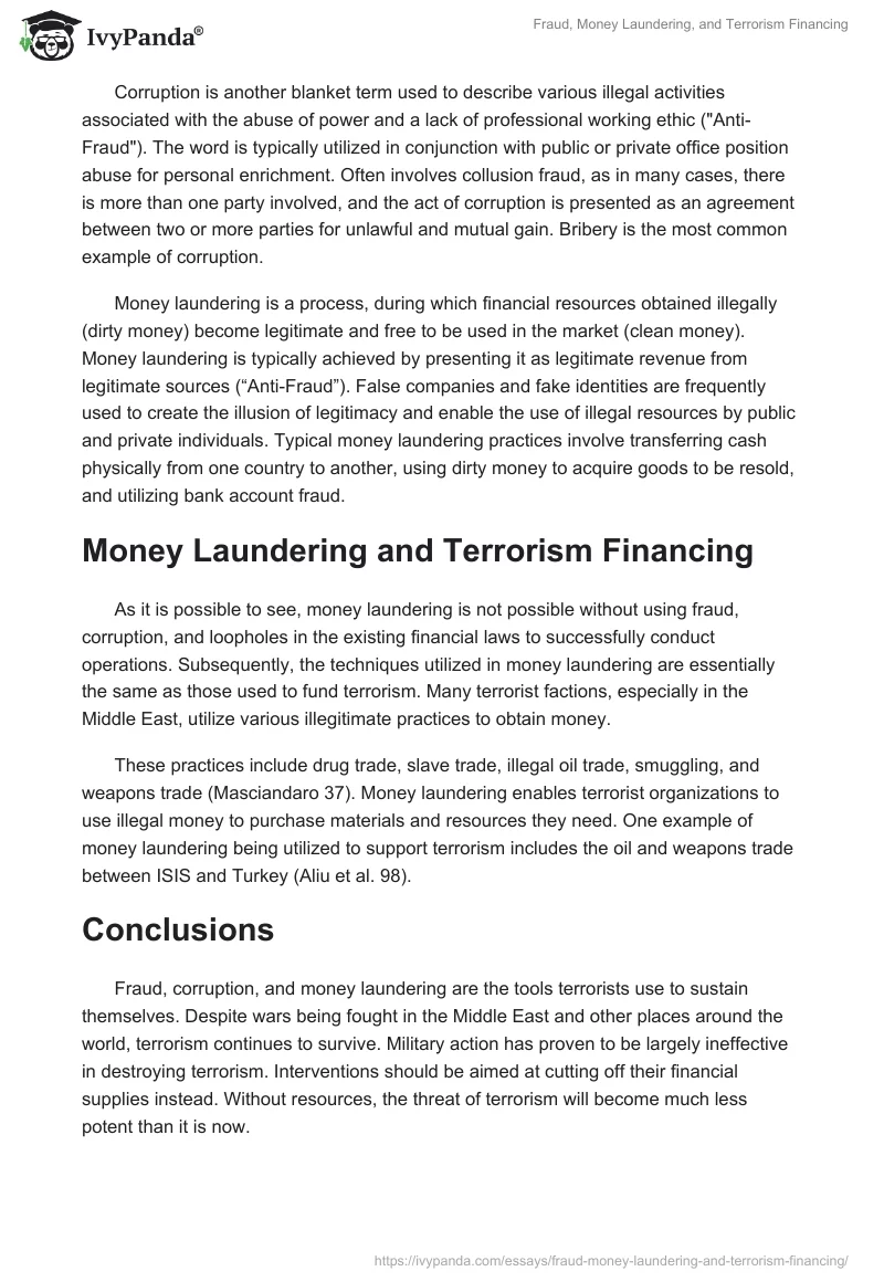 Fraud, Money Laundering, and Terrorism Financing. Page 2