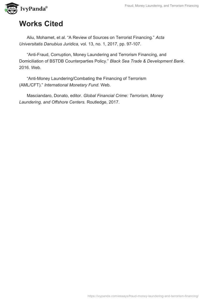 Fraud, Money Laundering, and Terrorism Financing. Page 3