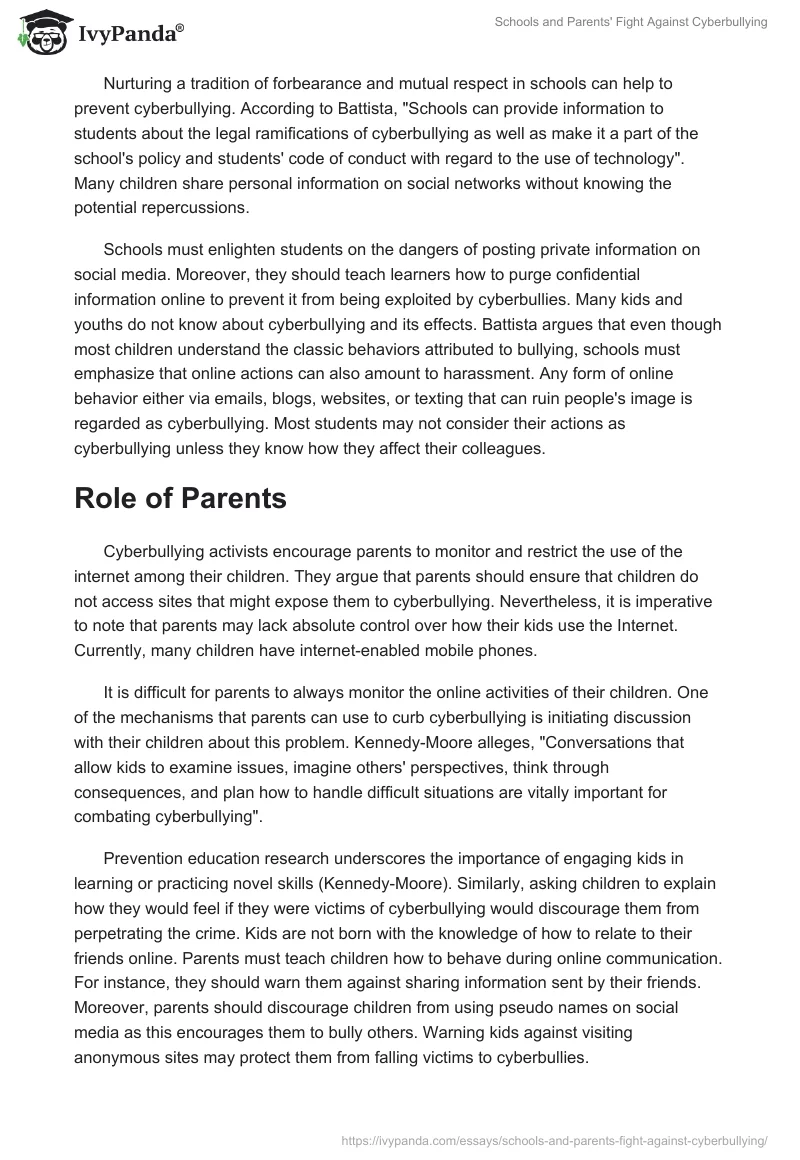 Schools and Parents' Fight Against Cyberbullying. Page 2
