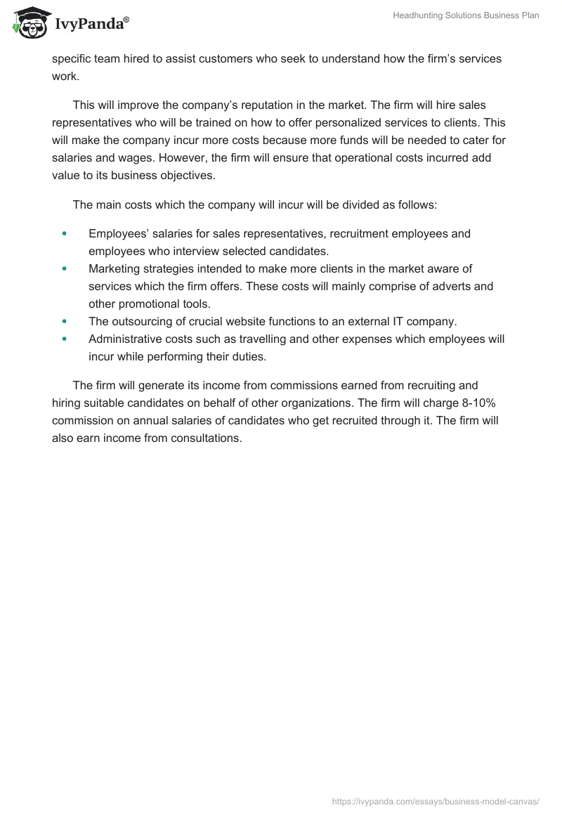 Headhunting Solutions Business Plan. Page 2