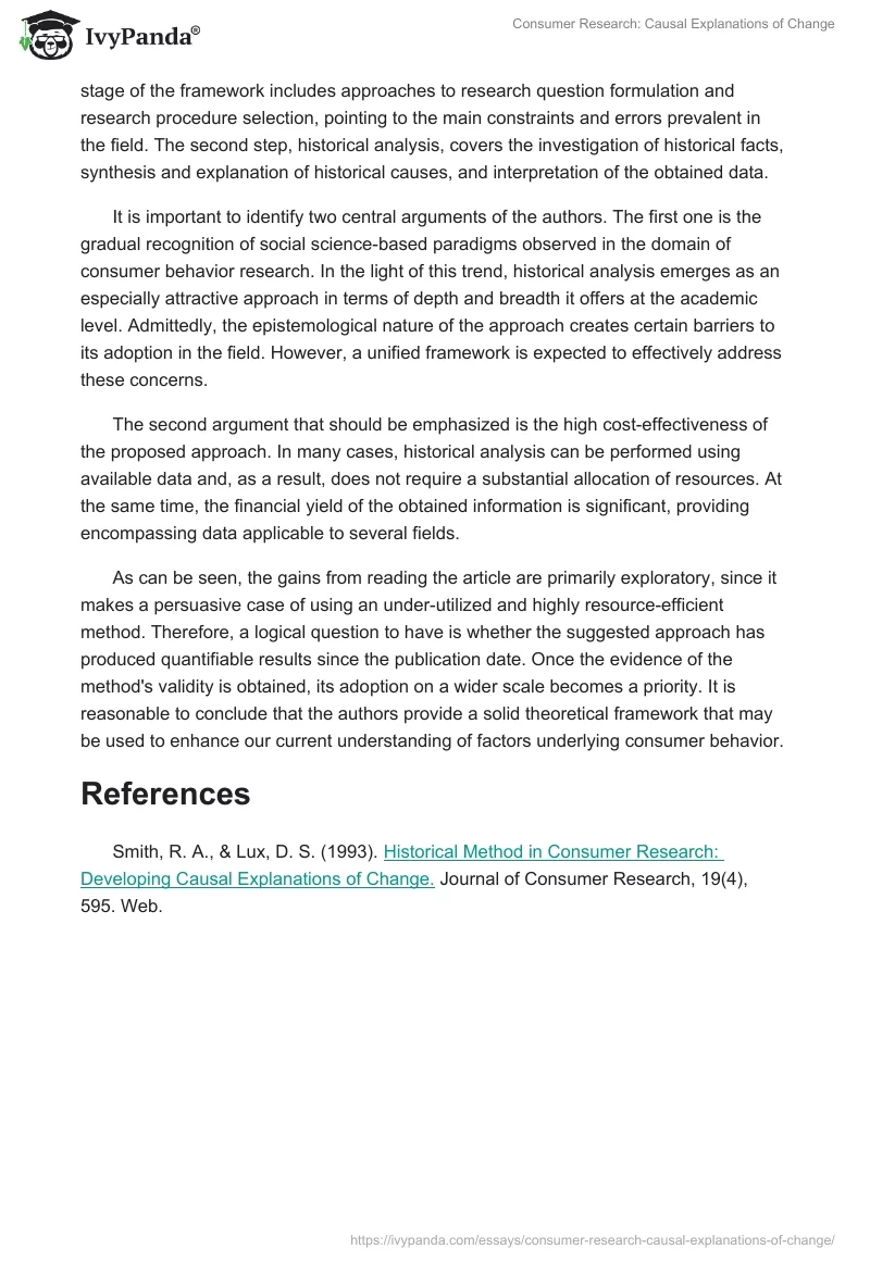 Consumer Research: Causal Explanations of Change. Page 2