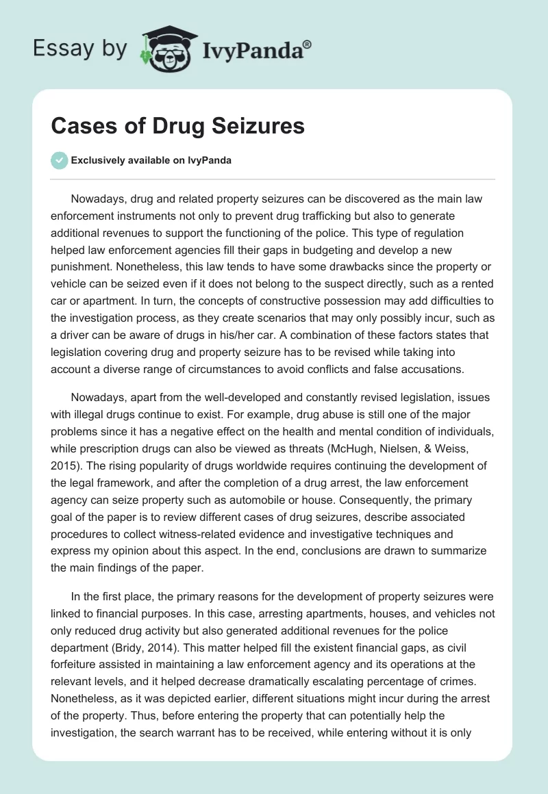Cases of Drug Seizures. Page 1