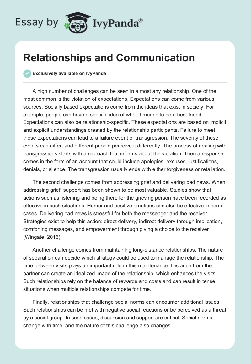 Relationships and Communication. Page 1