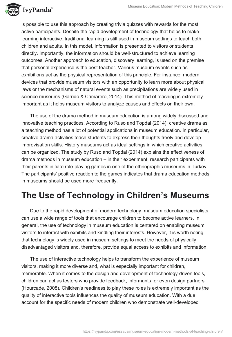 Museum Education: Modern Methods of Teaching Children. Page 2