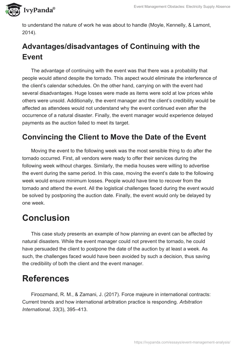 Event Management Obstacles: Electricity Supply Absence. Page 2