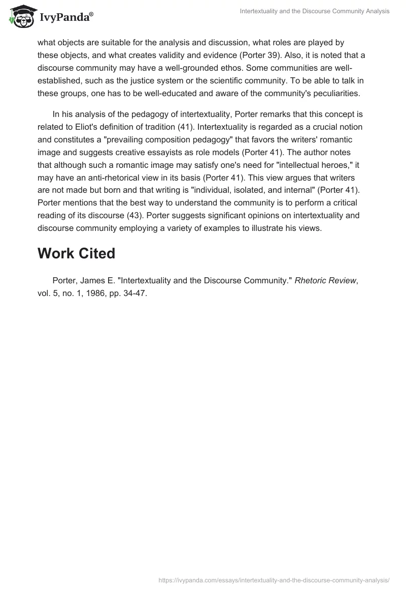 "Intertextuality and the Discourse Community" Analysis. Page 2