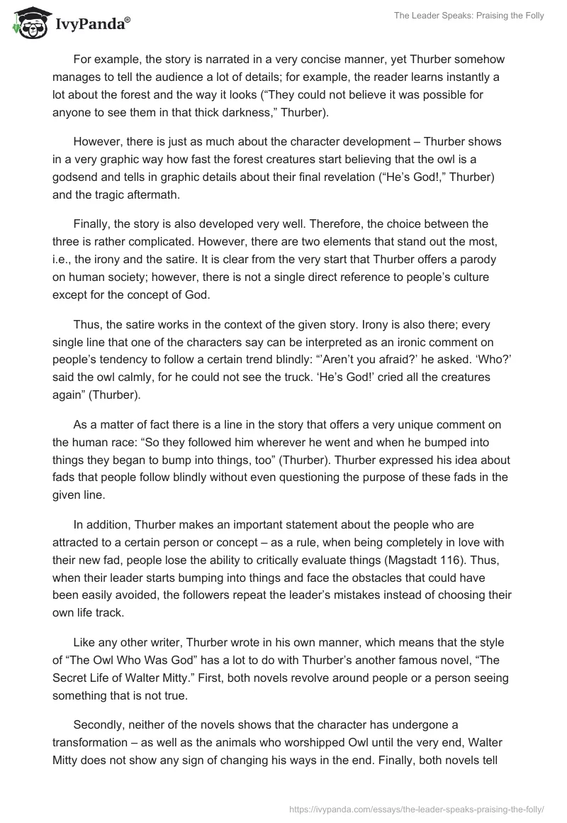 The Leader Speaks: Praising the Folly. Page 2