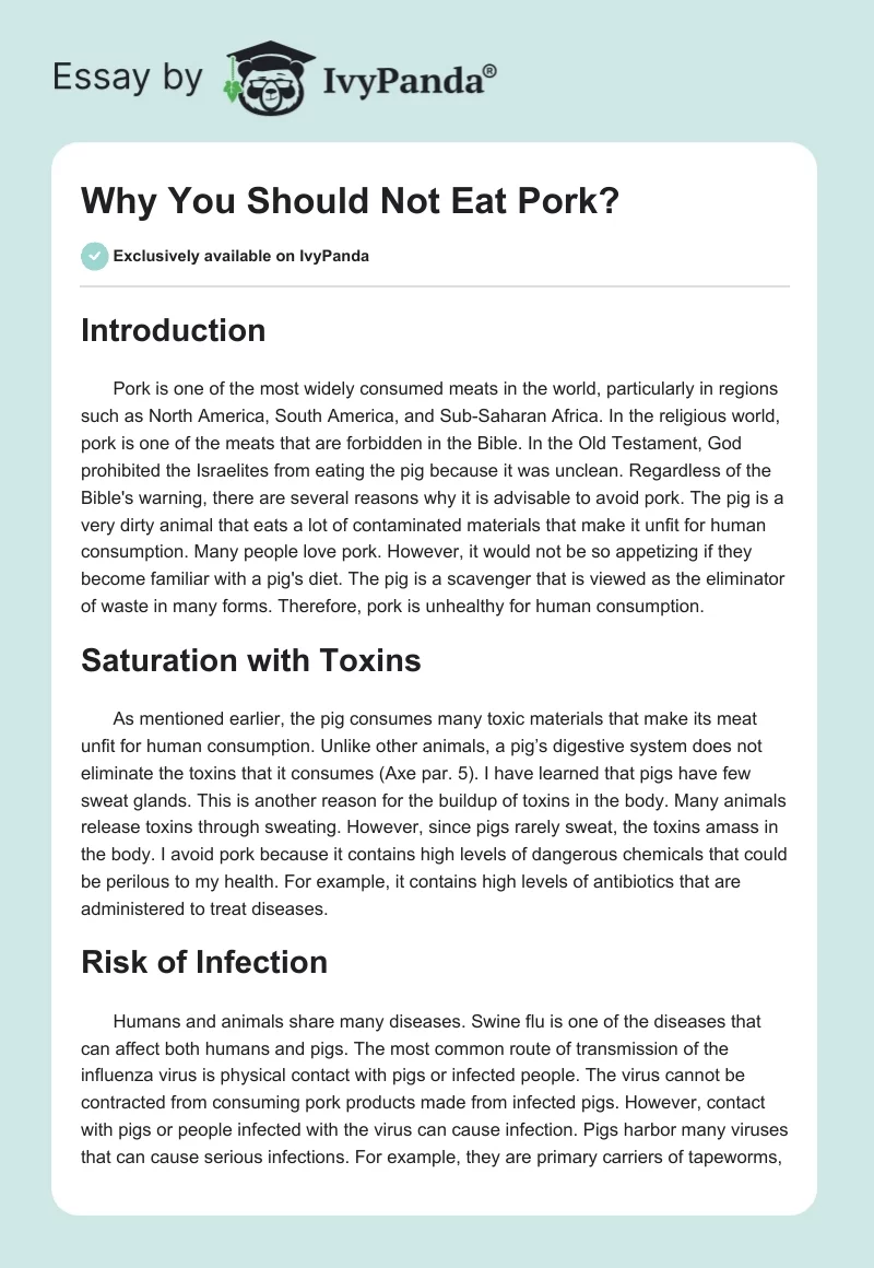 Why You Should Not Eat Pork?. Page 1