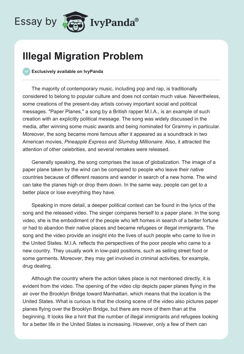 Illegal Migration Problem. Page 1
