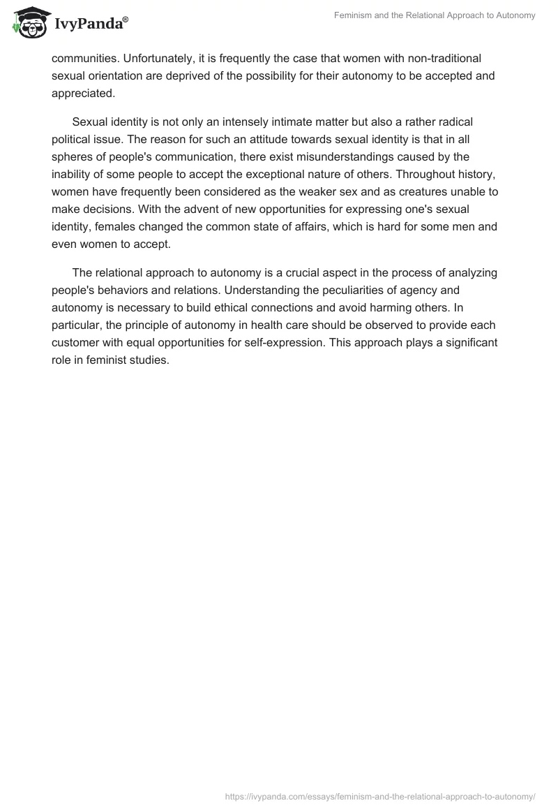 Feminism and the Relational Approach to Autonomy. Page 2