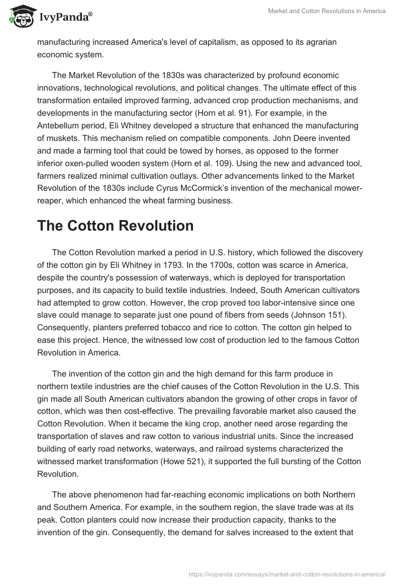 Market and Cotton Revolutions in America. Page 2