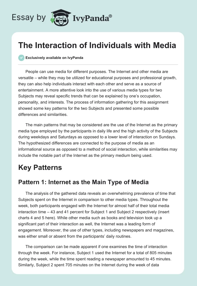The Interaction of Individuals with Media. Page 1