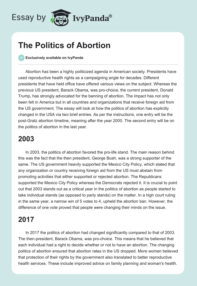 The Politics of Abortion. Page 1