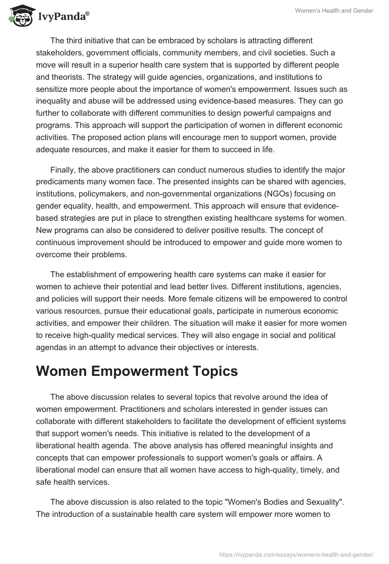 Women’s Health and Gender. Page 2