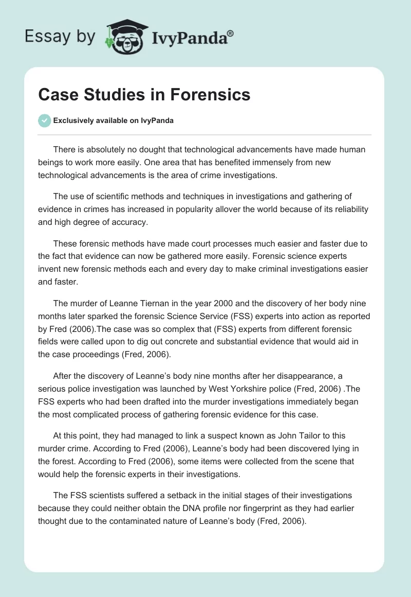 Case Studies in Forensics. Page 1