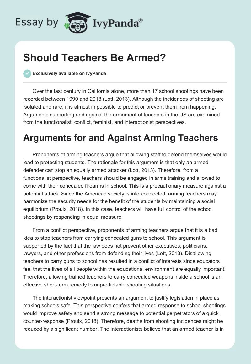 Should Teachers Be Armed?. Page 1
