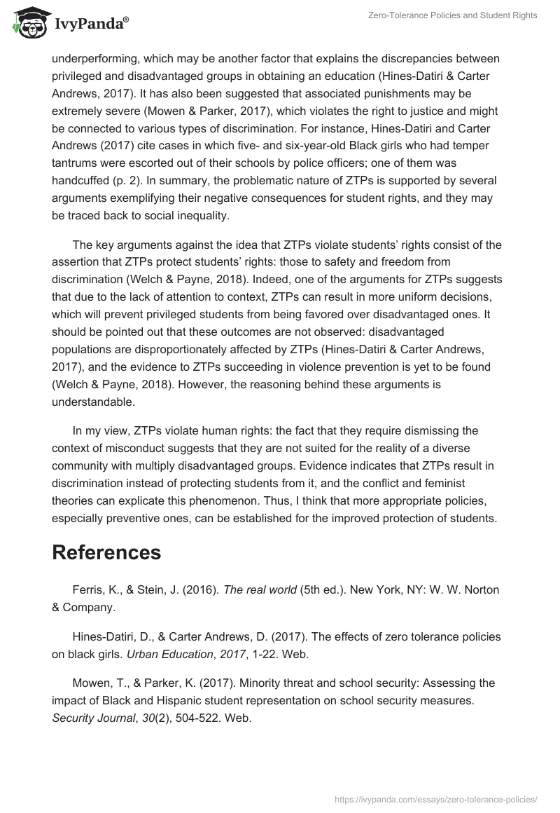 Zero-Tolerance Policies and Student Rights. Page 2