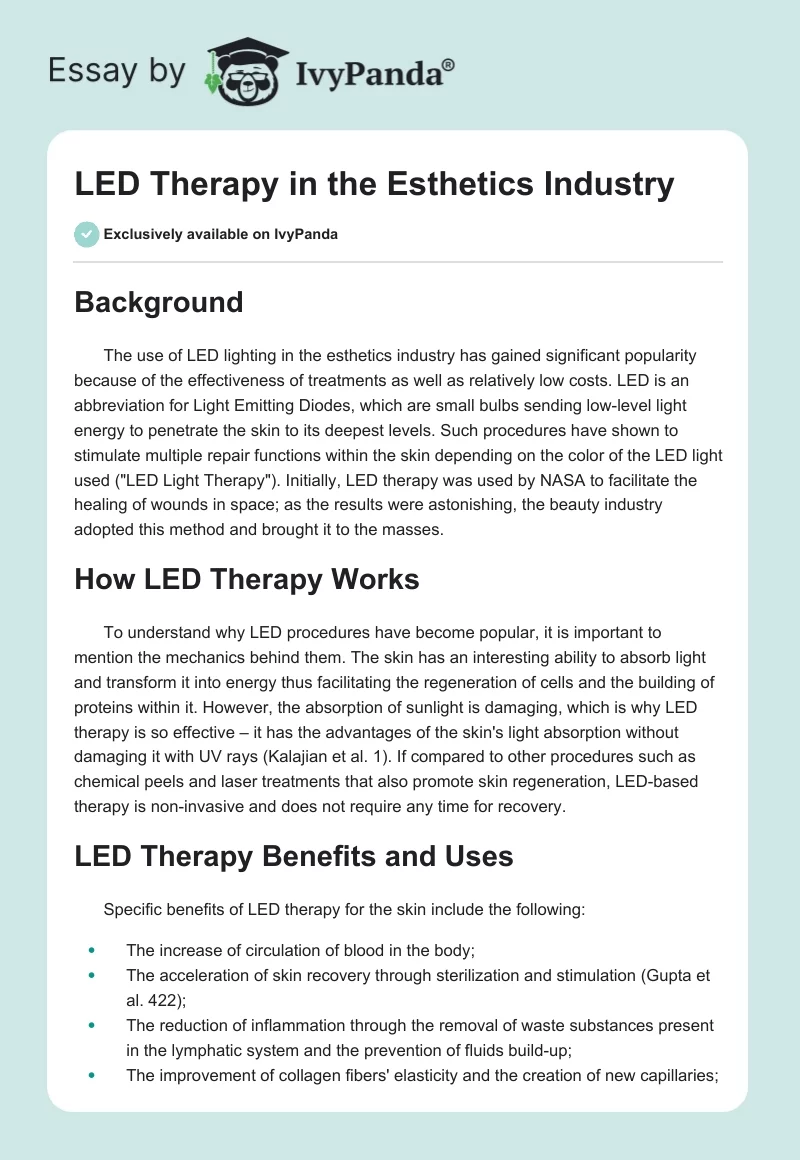 LED Therapy in the Esthetics Industry. Page 1