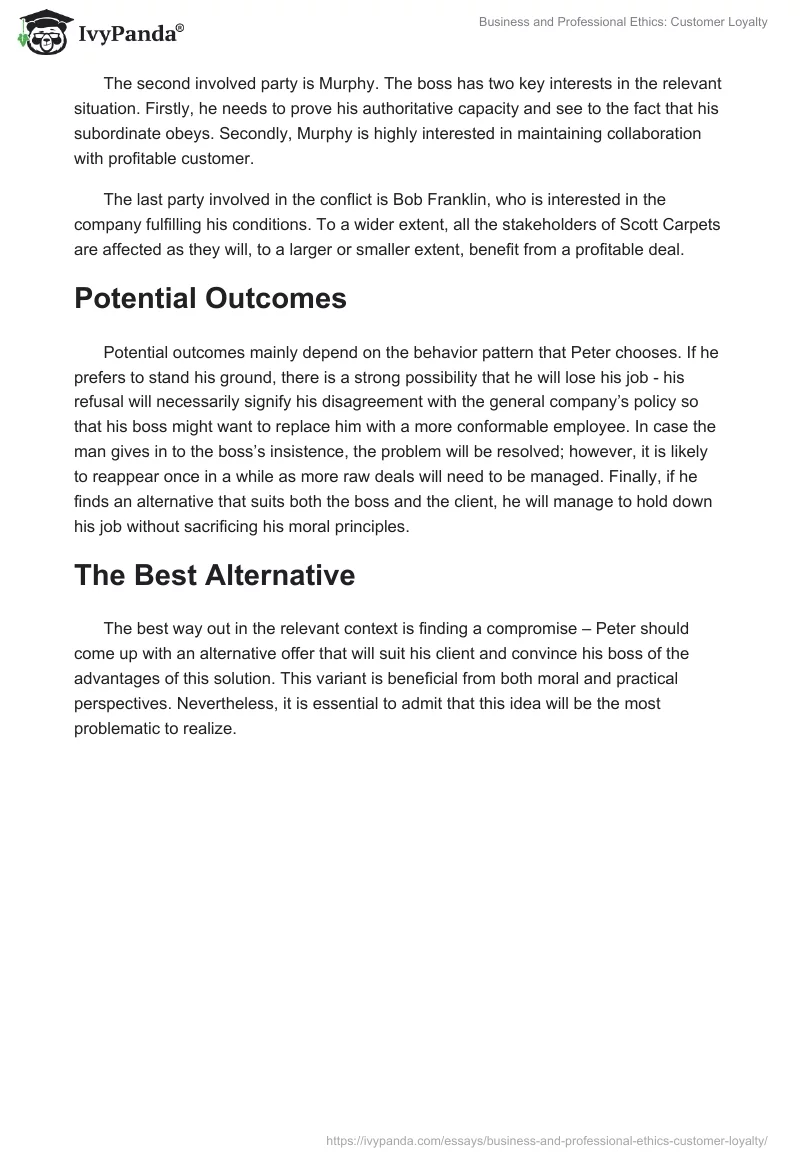 Business and Professional Ethics: Customer Loyalty. Page 2