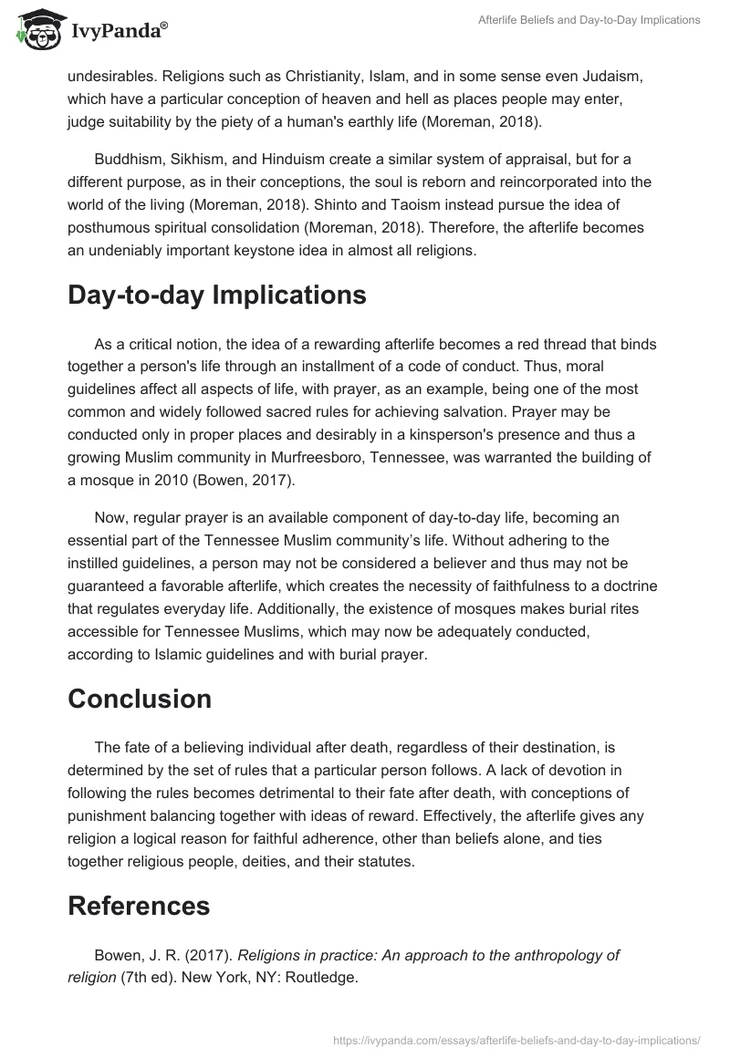 Afterlife Beliefs and Day-to-Day Implications. Page 2