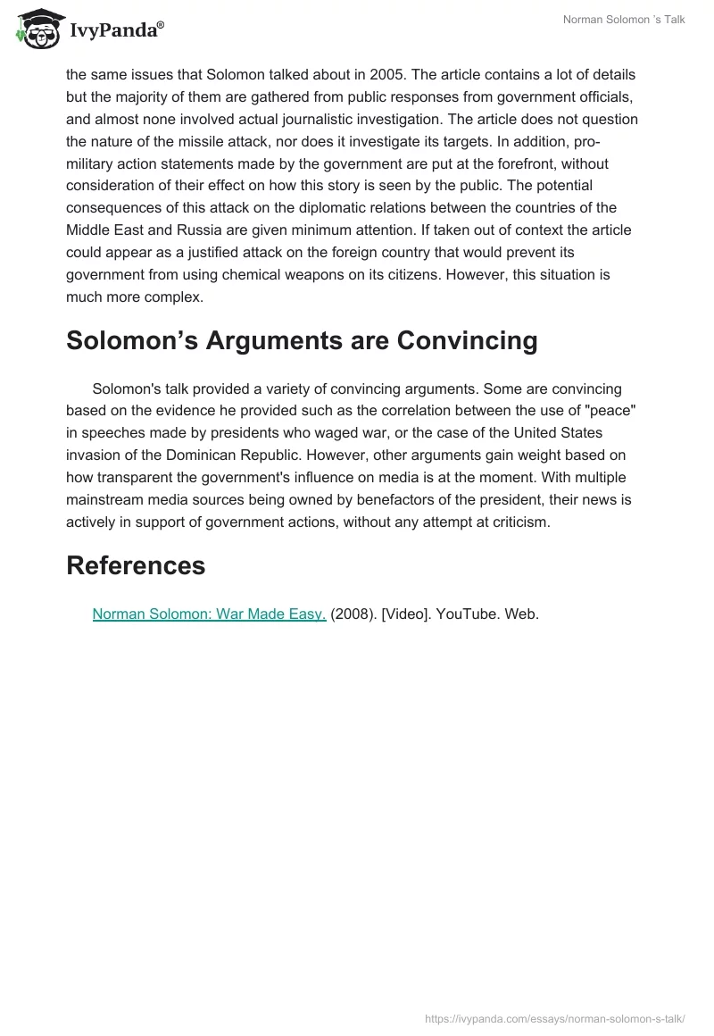 Norman Solomon ’s Talk. Page 2