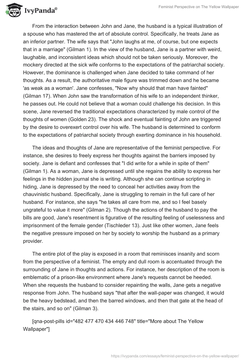 Feminist Perspective on "The Yellow Wallpaper". Page 2