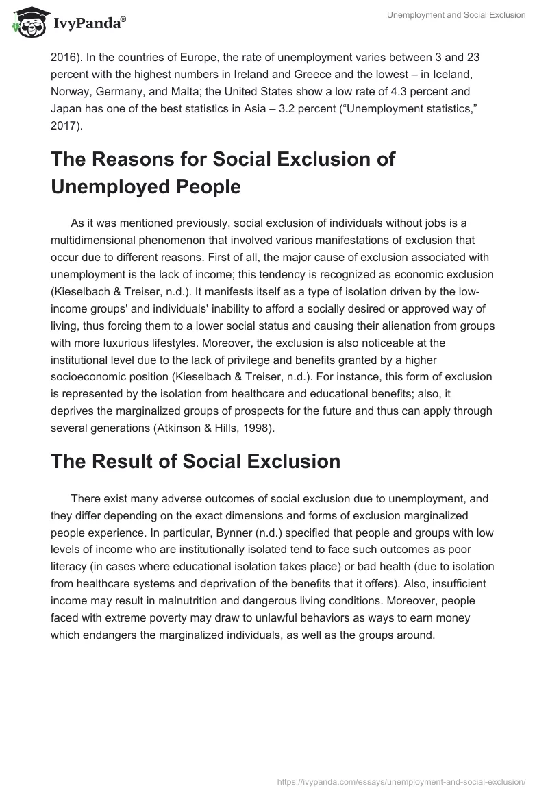 Unemployment and Social Exclusion. Page 2