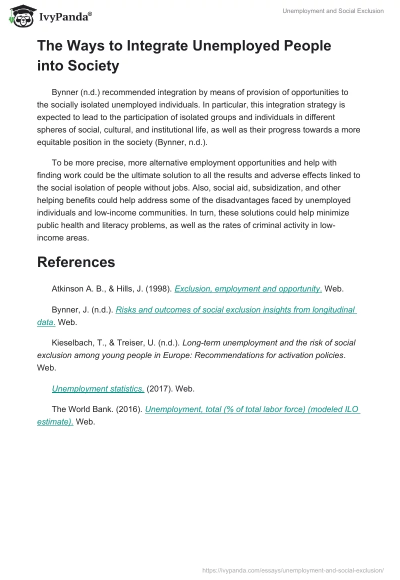 Unemployment and Social Exclusion. Page 3