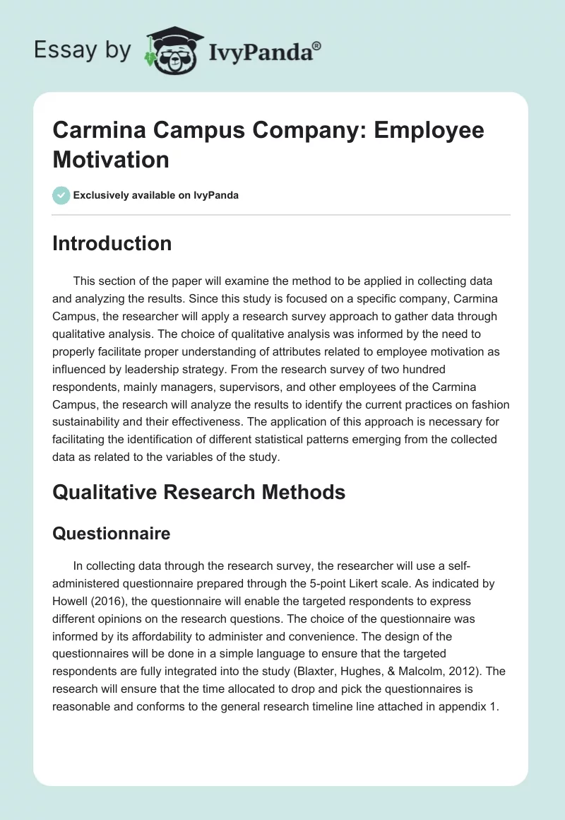 Carmina Campus Company: Employee Motivation. Page 1