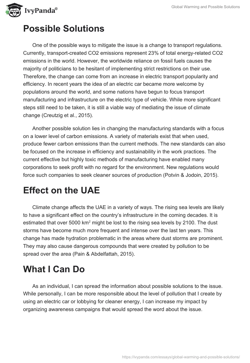 Global Warming and Possible Solutions. Page 3