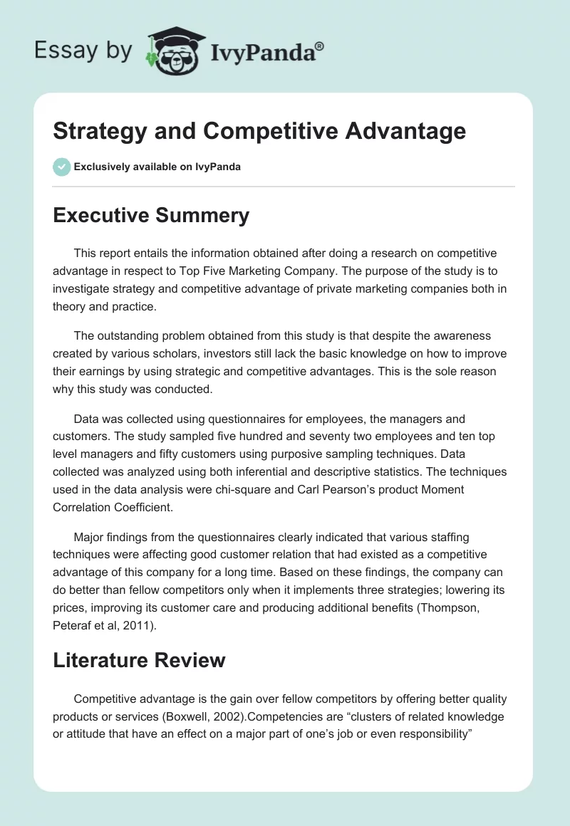 Strategy and Competitive Advantage. Page 1