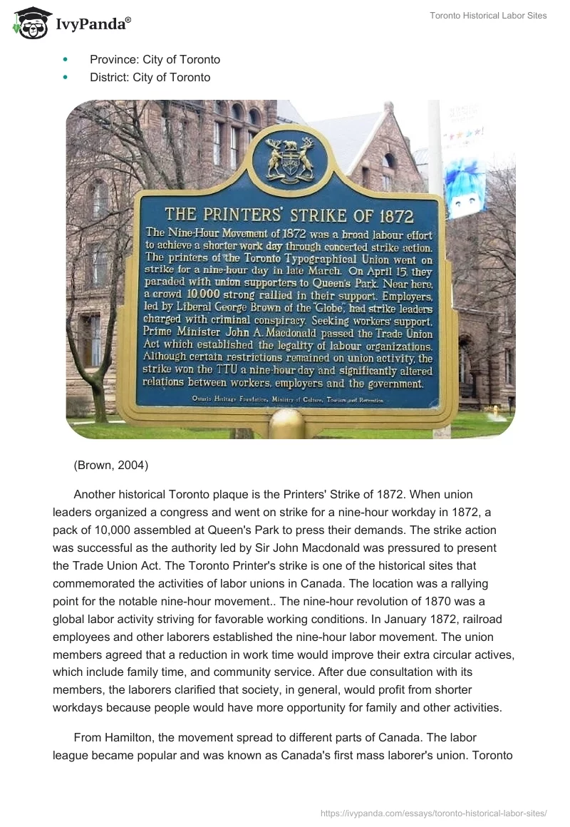 Toronto Historical Labor Sites. Page 4