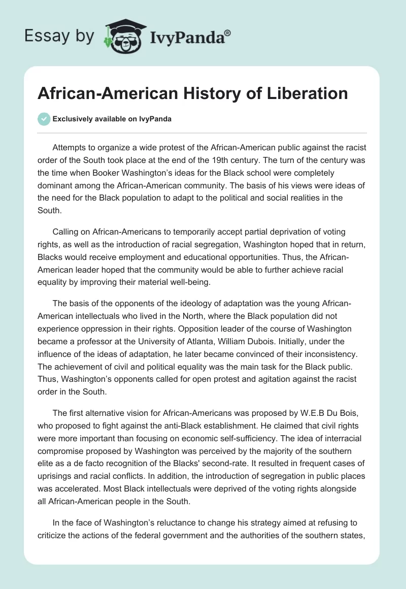 African-American History of Liberation. Page 1
