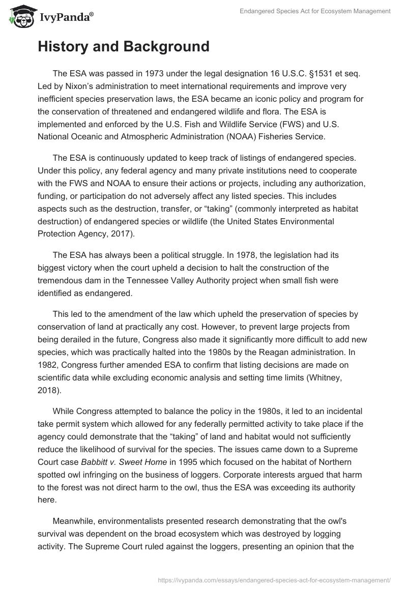Endangered Species Act for Ecosystem Management. Page 2