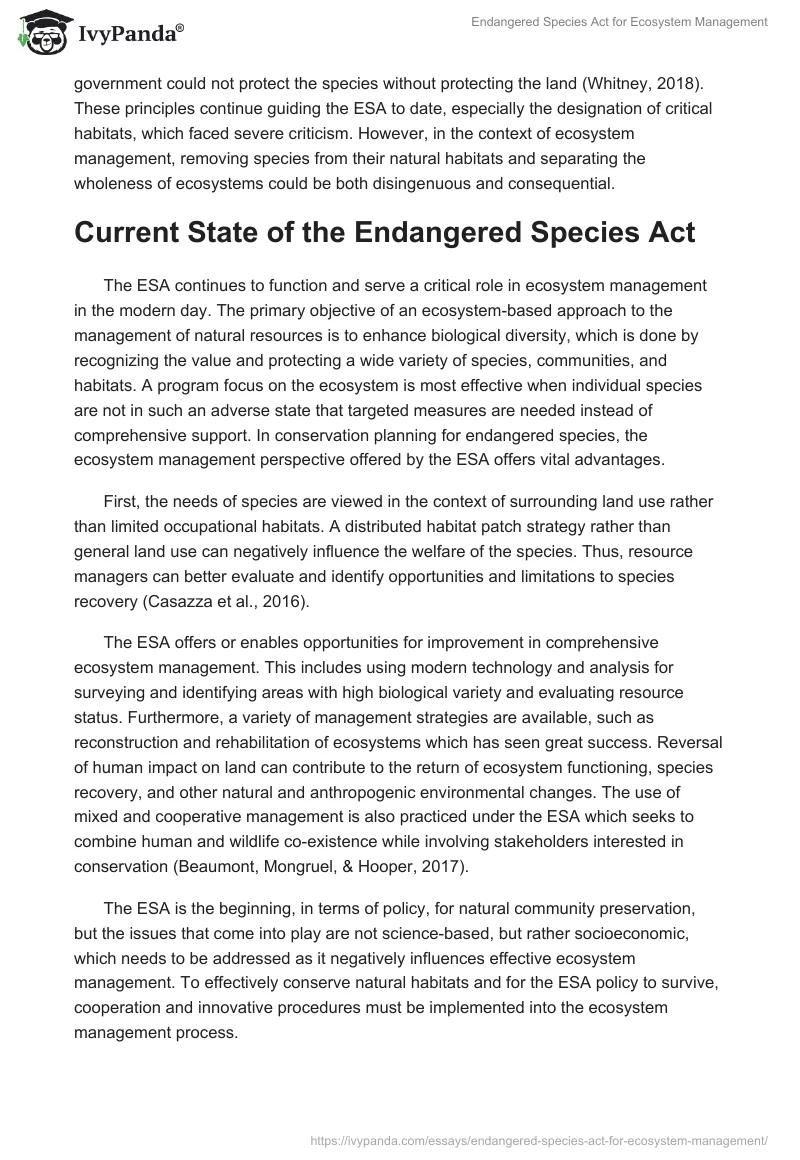 essay on endangered species act