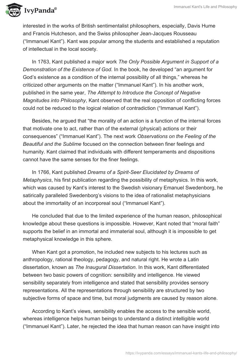 Immanuel Kant's Life and Philosophy. Page 2