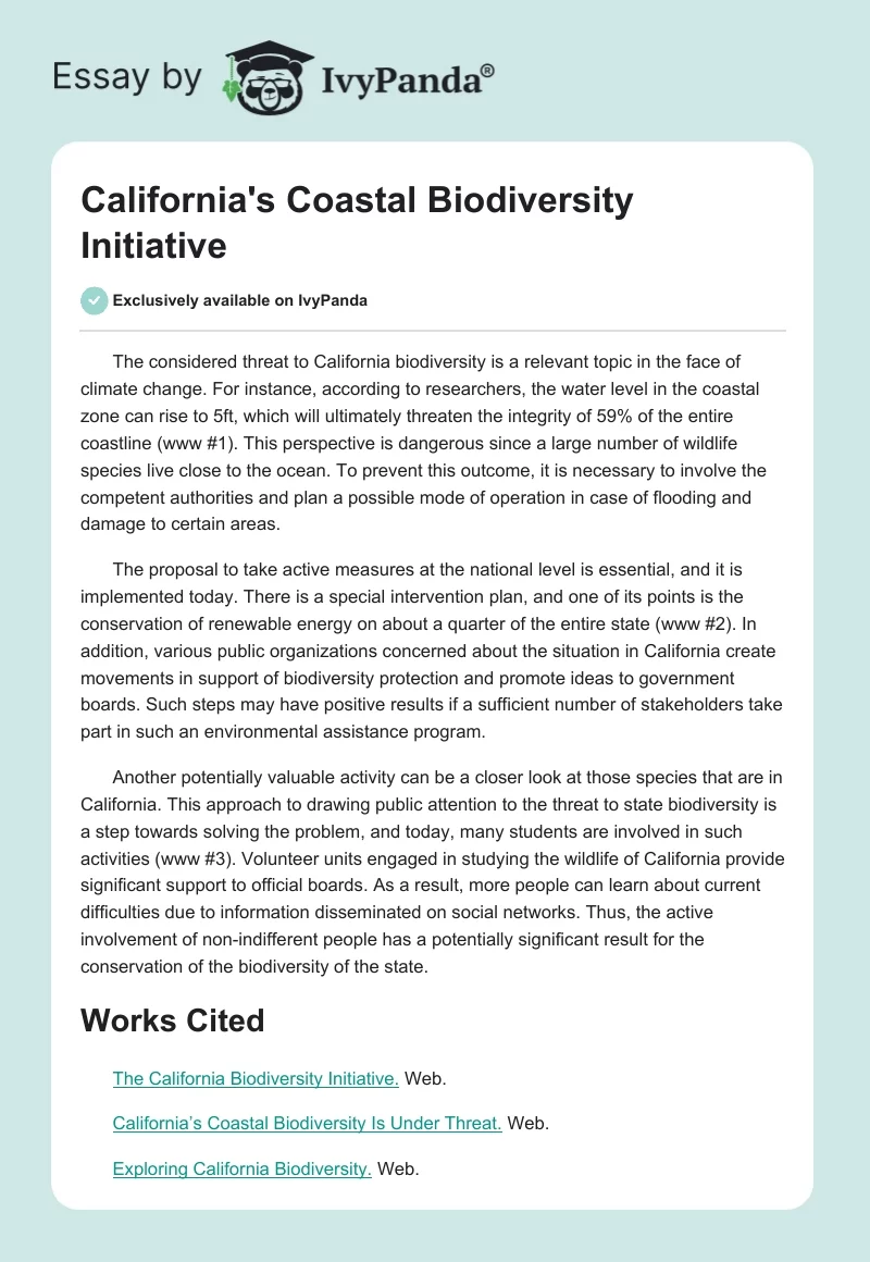 California's Coastal Biodiversity Initiative. Page 1