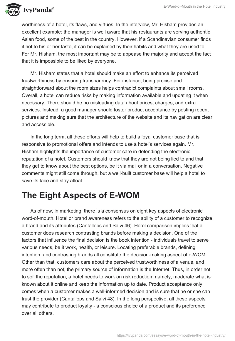 E-Word-of-Mouth in the Hotel Industry. Page 2