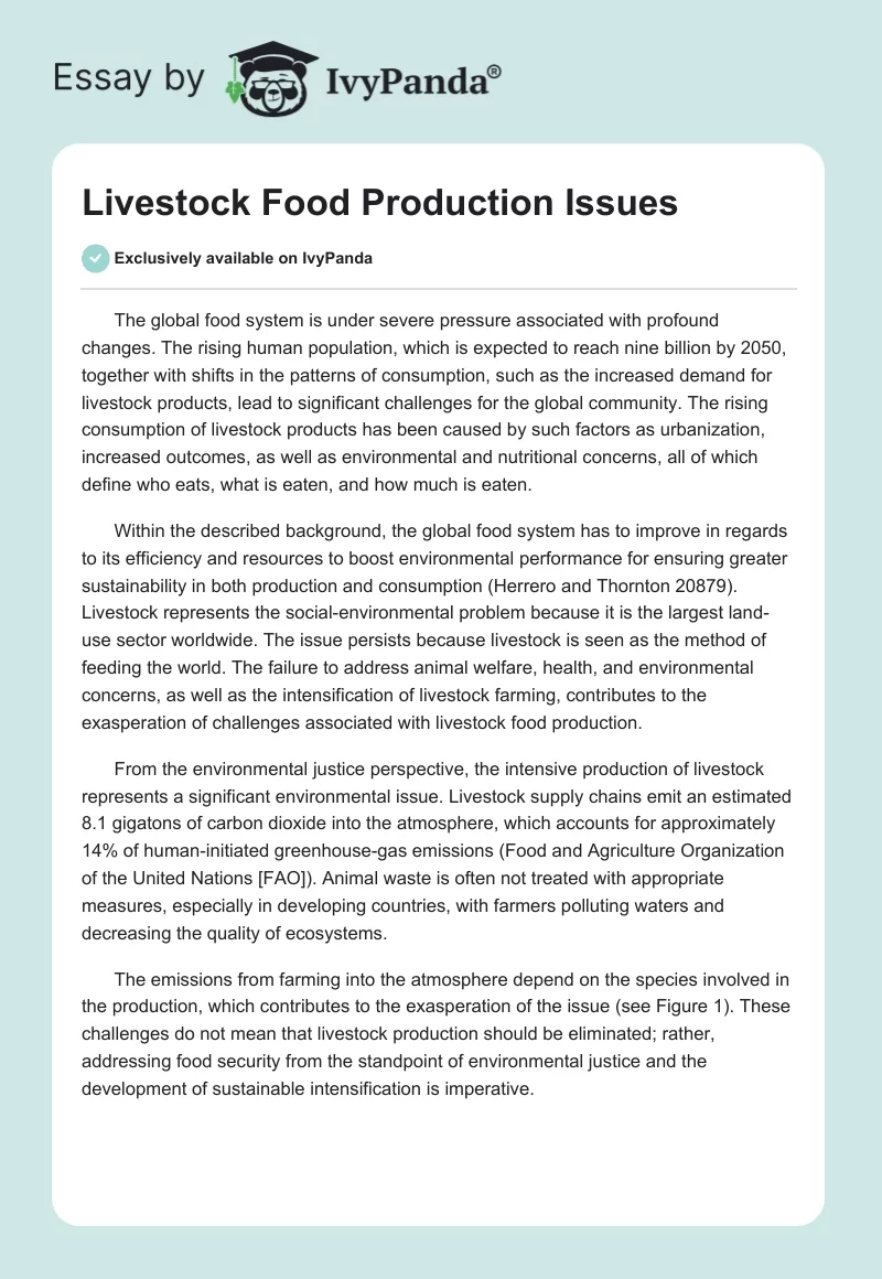 Livestock Food Production Issues. Page 1