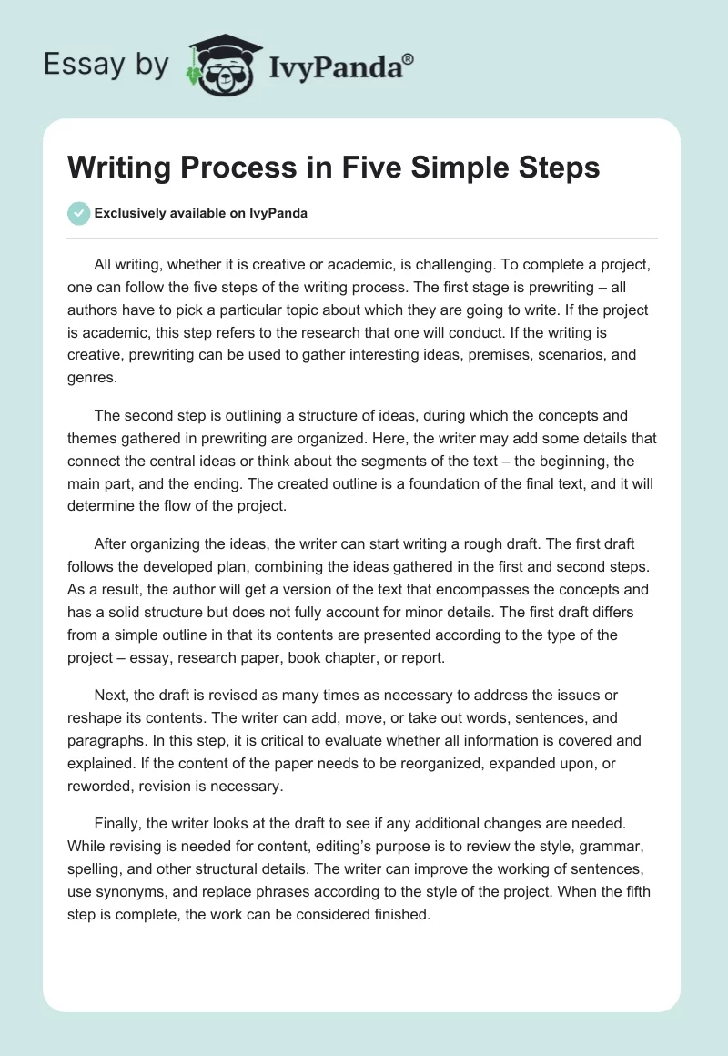 Writing Process in Five Simple Steps. Page 1