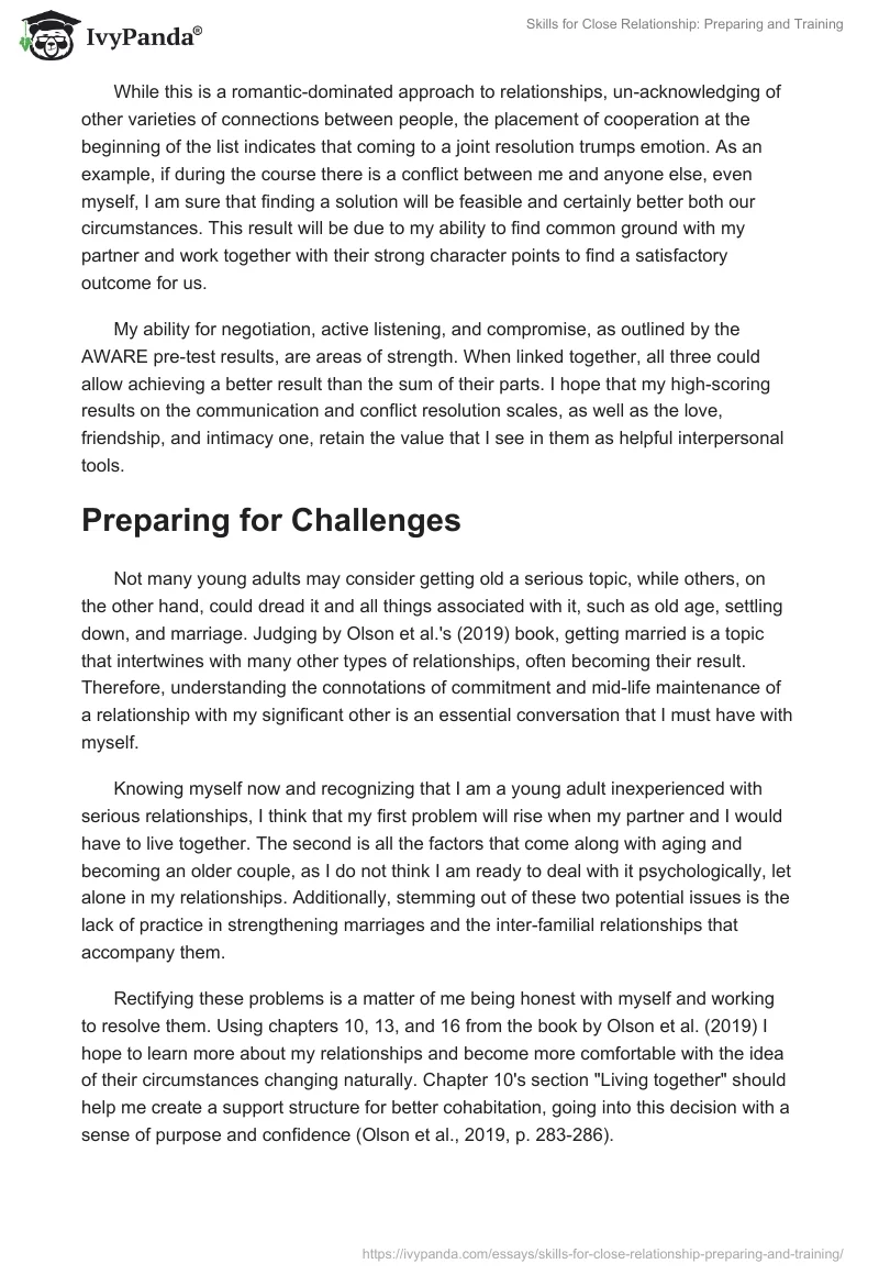 Skills for Close Relationship: Preparing and Training. Page 2