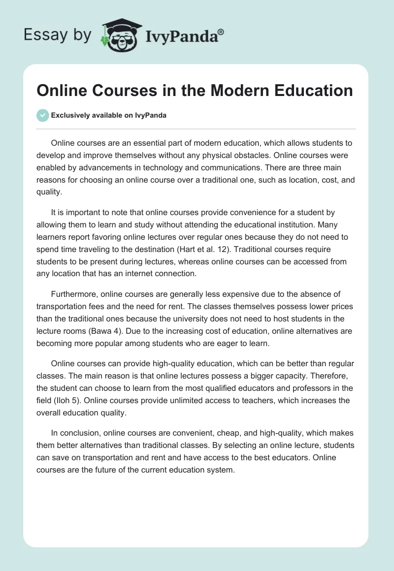 Online Courses in the Modern Education. Page 1