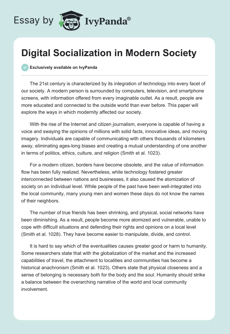 Digital Socialization in Modern Society. Page 1