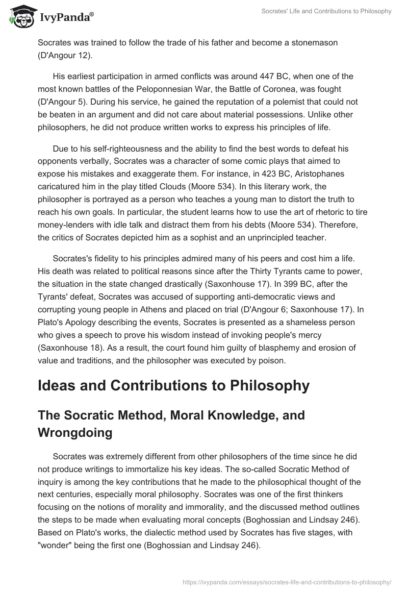 Socrates' Life and Contributions to Philosophy. Page 2